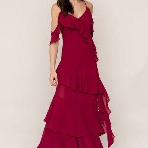 Burgundy Maxi Dress Formal Prom Bridesmaid Wedding